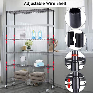 Featured 6 tier storage shelves metal wire shelving unit height adjustable nsf heavy duty garage shelving with wheels 48x18x82 commercial grade utility shelf rack for restaurant basement garage kitchen