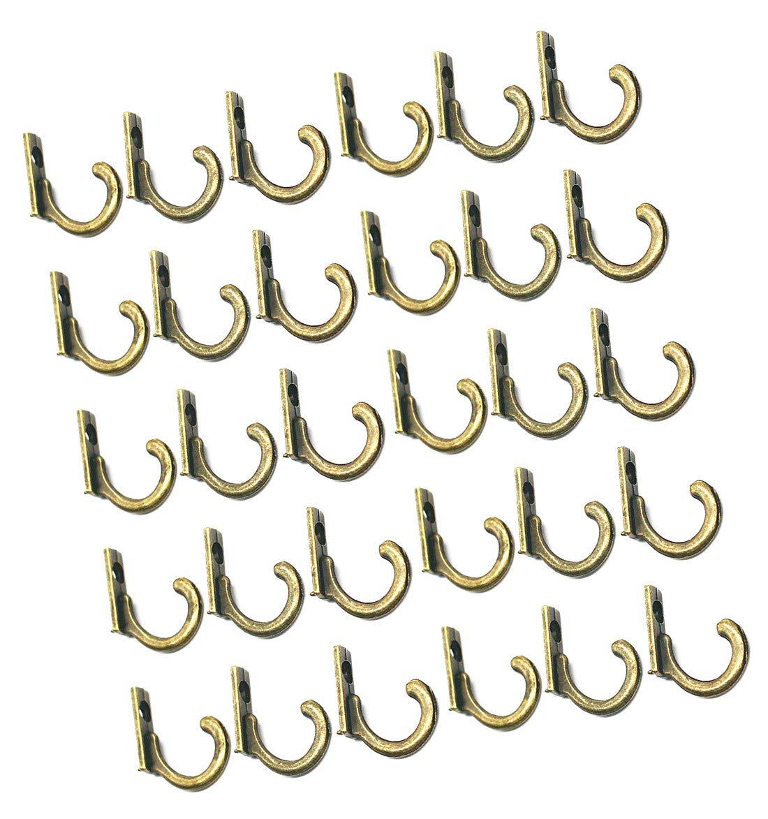 30pc Vintage Bronze Wall Mounted Single Hook Hangers (A)