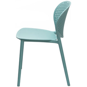 Kitchen 2xhome set of 4 blue contemporary modern stackable assembled plastic chair molded with back armless side matte for dining room living designer outdoor garden patio balcony work office desk kitchen