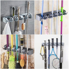 Top veeca skidproof mop and broom holder garden tool organizer with 5 position and 6 hooks wall mounted garage hanger for kitchen garage garden warehouse