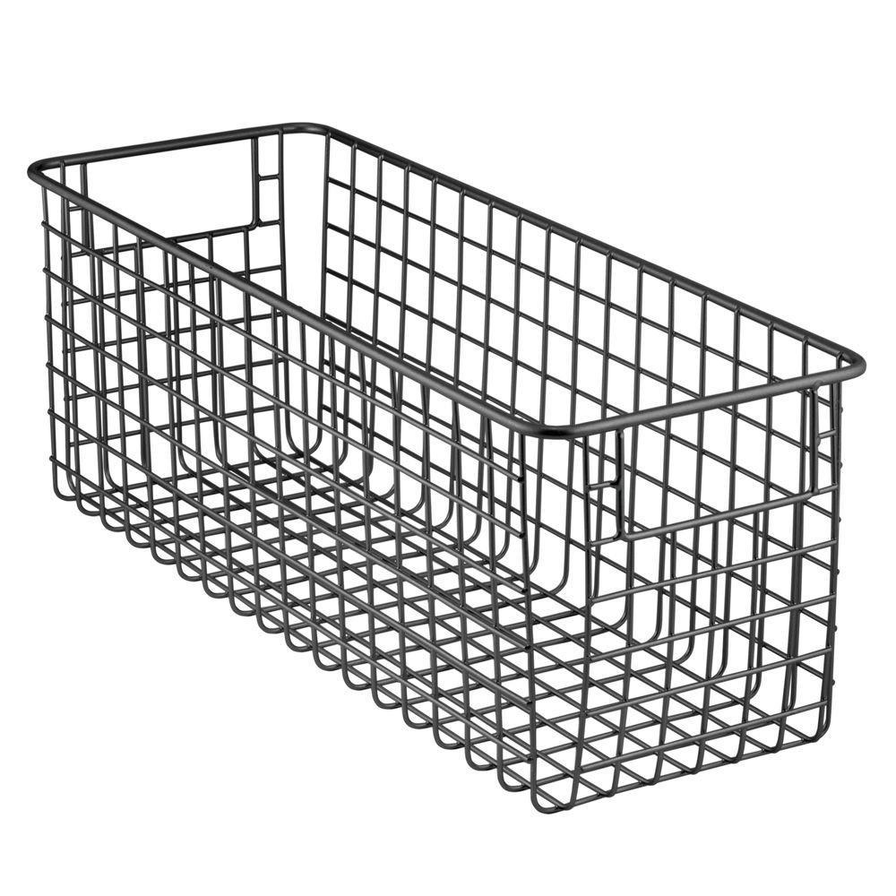 Order now mdesign farmhouse decor metal wire food storage organizer bin basket with handles for kitchen cabinets pantry bathroom laundry room closets garage 16 x 6 x 6 6 pack matte black