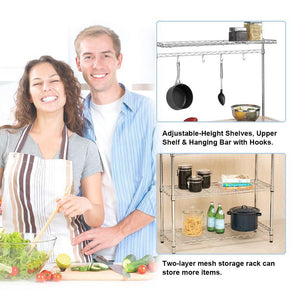 Results metal bakers rack organizer stand shelf kitchen microwave cart storage countertop dorm microwave stand kitchen storage shelving with cutting board microwave shelf hooks for kitchen nsf certification