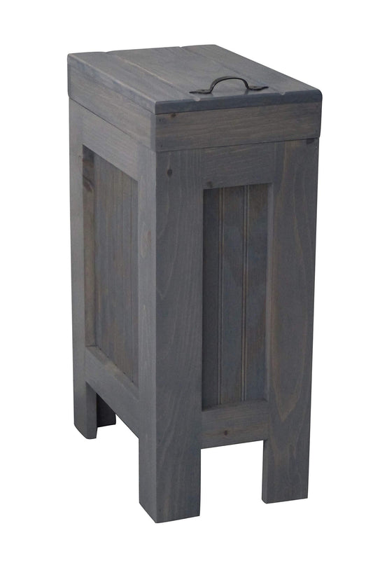 Try rustic wood trash bin kitchen trash can wood trash can trash cabinet dog food storage 13 gallon recycle bin gray stain metal handle handmade in usa by chris buffalowoodshop