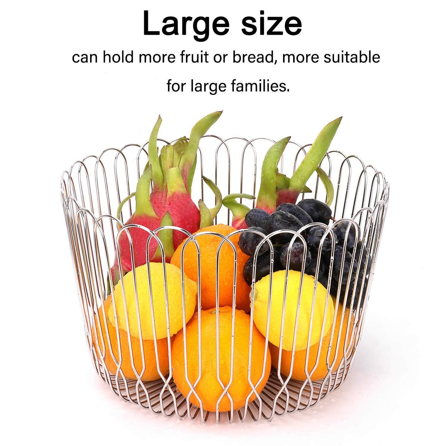 Organize with fruit basket bowl stainless steel large wire fruit storage basket with bread for kitchen counter lanejoy