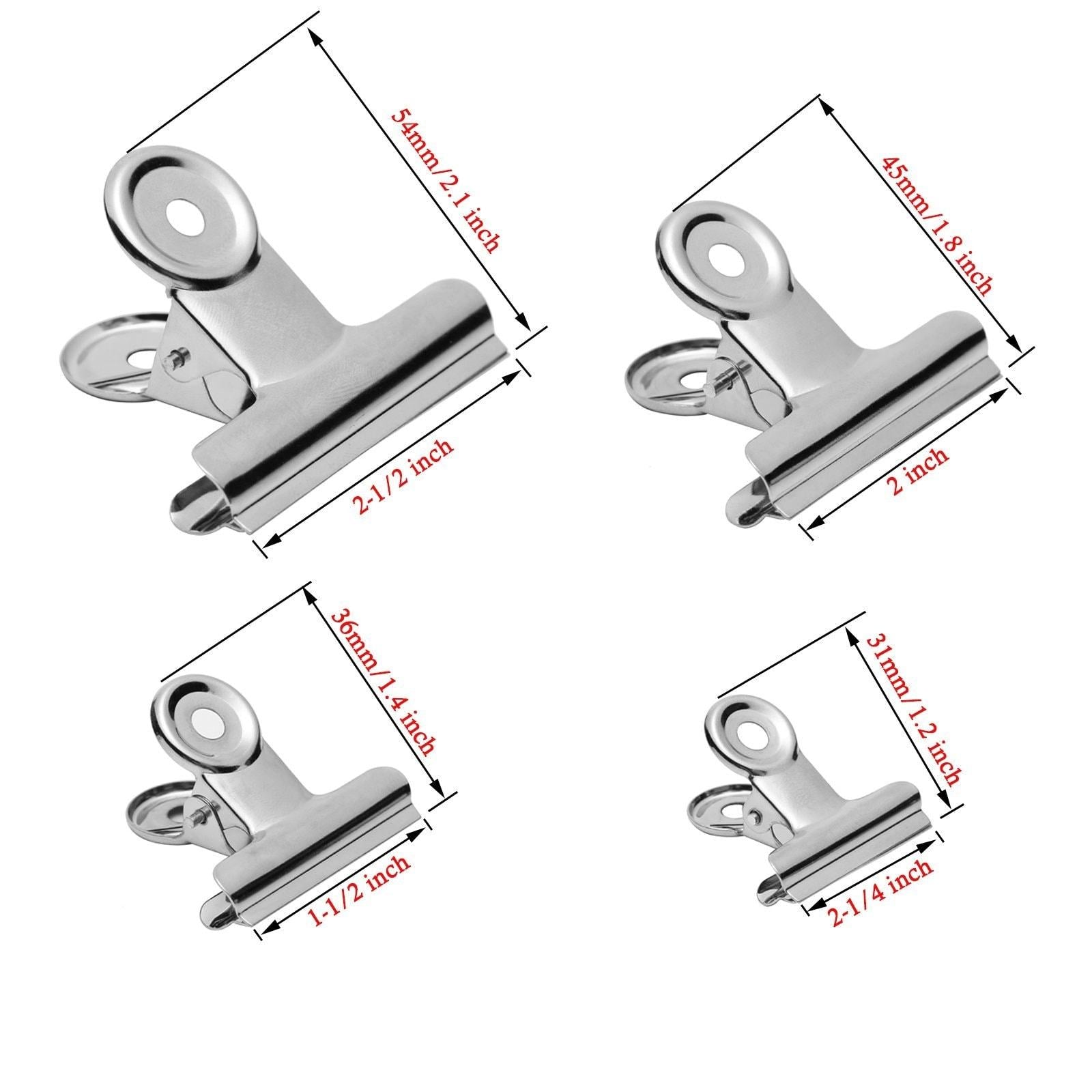 Shop here gydandir 24 pcs heavy duty stainless steel binder clips hinge clips for documents files pictures chip bags home office school kitchen supplies assorted 4 size silver