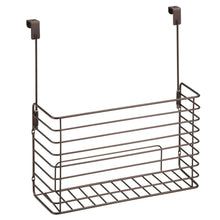 Budget friendly mdesign metal over cabinet kitchen storage organizer holder or basket hang over cabinet doors in kitchen pantry holds bakeware cookbook cleaning supplies 2 pack steel wire in bronze