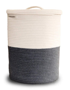 Online shopping extra large cotton rope laundry basket with lid laundry hamper with lid woven storage organizer for blankets pillows towels clothes toys baby nursery bathroom living room kitchen dark gray white