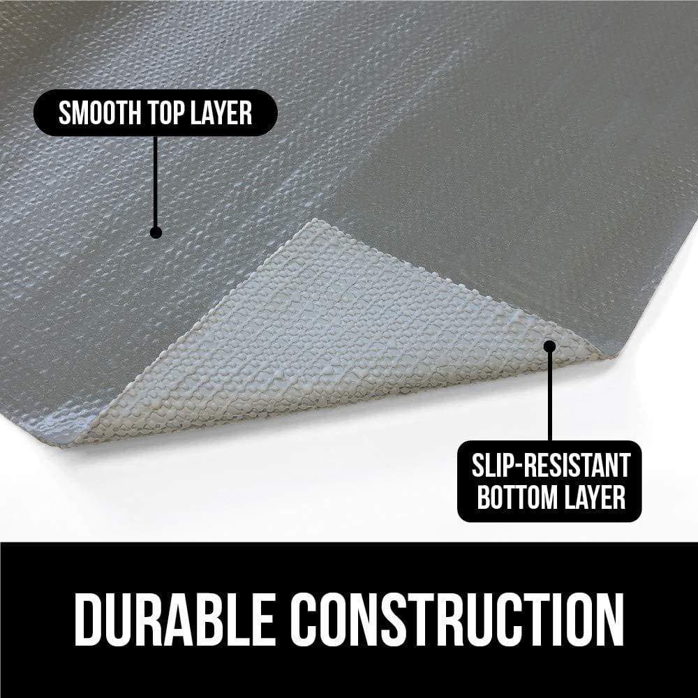 Top gorilla grip original smooth top slip resistant drawer and shelf liner non adhesive roll 17 5 inch x 20 ft durable kitchen cabinet shelves liners for kitchens drawers and desks damask beige
