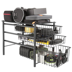 Buy 3s sliding basket organizer drawer cabinet storage drawers under bathroom kitchen sink organizer tier black