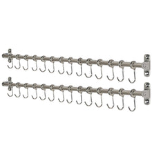 Featured webi kitchen sliding hooks solid stainless steel hanging rack rail with 14 utensil removable s hooks for towel pot pan spoon loofah bathrobe wall mounted 2 packs