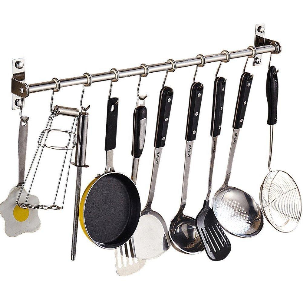 Selection lzttyee stainless steel pot pan rack wall mounted lid holder organizer multifunctional kitchen utensils 10 hooks