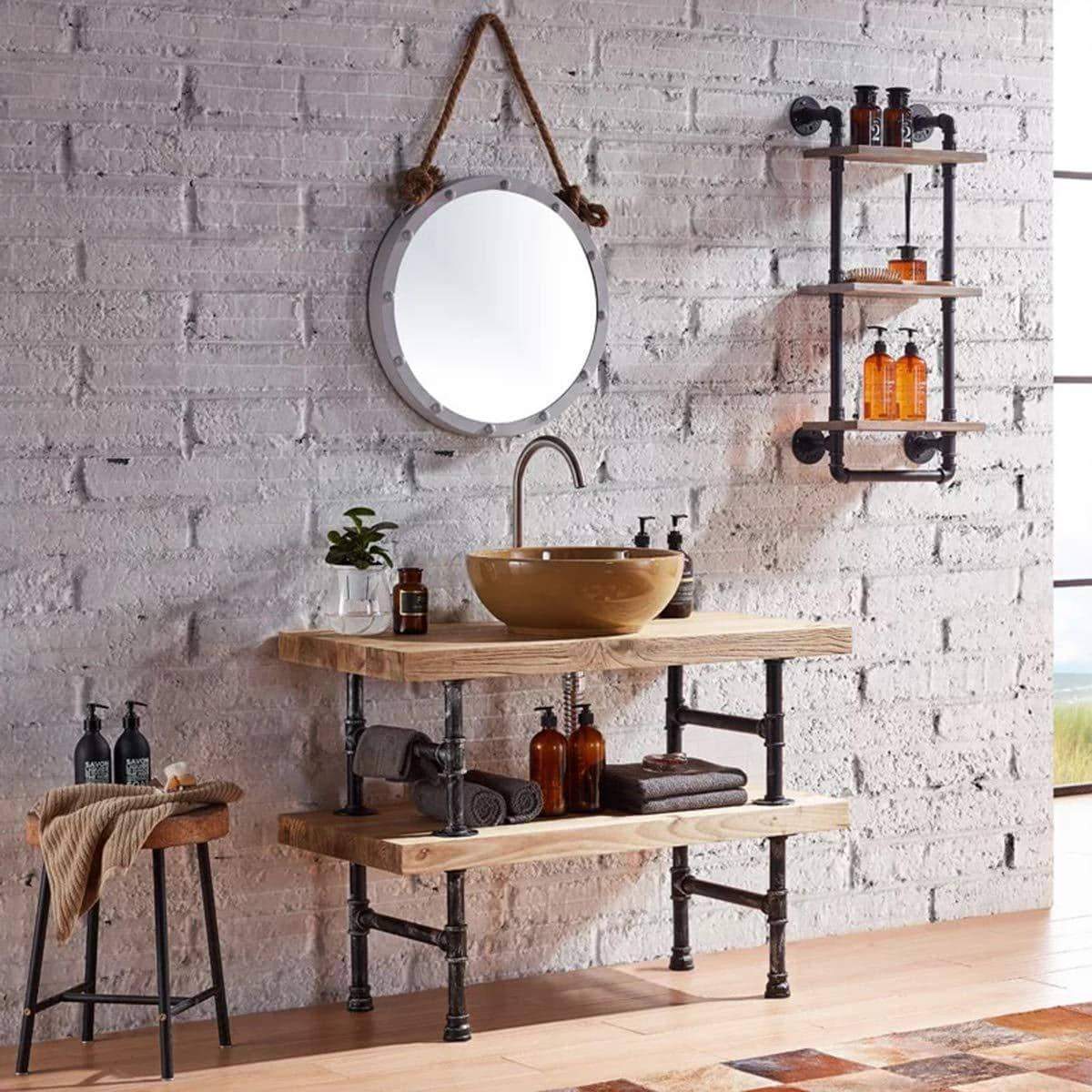 Selection warm van industrial pipe wood wall mount shelves retro clapboard tool shelf bathroom kitchen accessories storage cabinet towel rack