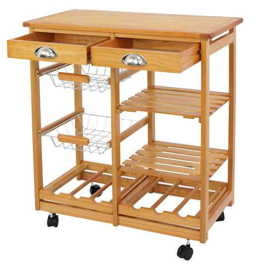 Selection nova microdermabrasion rolling wood kitchen island storage trolley utility cart rack w storage drawers baskets dining stand w wheels countertop wood