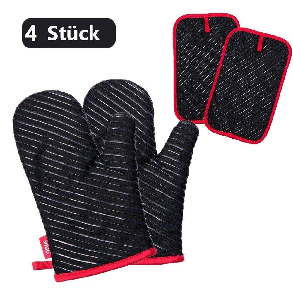 Explore deik oven mitts and potholders 4 piece sets for kitchen counter safe mats and advanced heat resistant oven mitt non slip textured grip pot holders nano technology