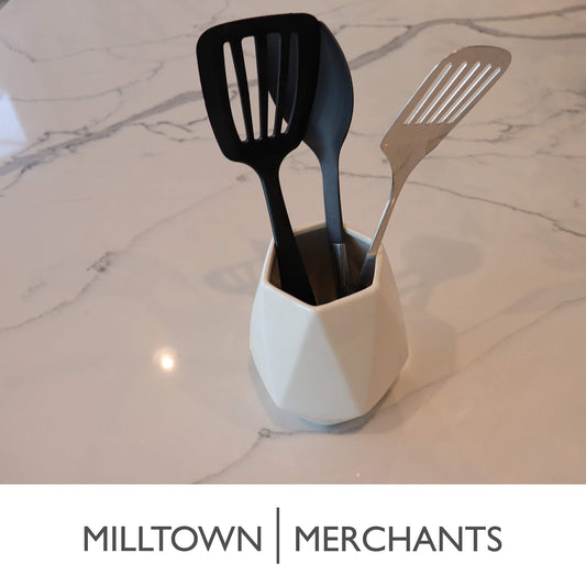 Amazon ceramic utensil holder kitchen utensil holder utensil crock utensil caddy container milltown merchants™ faceted white utensil holder