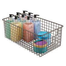 Best mdesign farmhouse decor metal wire bathroom organizer storage bin basket for cabinets shelves countertops bedroom kitchen laundry room closet garage 16 x 9 x 6 in 8 pack bronze