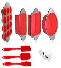 Selection silicone baking molds pans and utensils set of 13 by boxiki kitchen silicone cake pan brownie pan loaf pan muffin mold 2 spatulas brush and 6 measuring spoons
