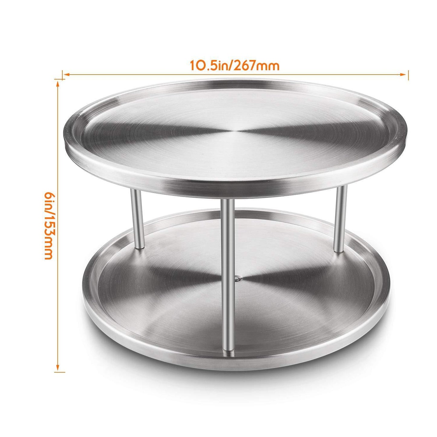 Get starvast 2 pack 2 tier stainless steel lazy susan turntable 10 inch 360 degree lazy susan spice rack organizer for kitchen cabinet countertop centerpiece