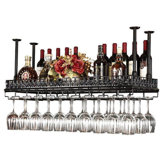 On amazon warm van industrial metal vintage bar wall mounted wine racks wine glass hanging rack under cabinet cup shelf restaurant cafe kitchen organization and storage shelveblack 47 2l