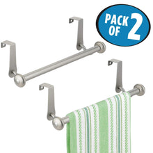 Best seller  mdesign vintage metal decorative kitchen sink over cabinet steel metal towel bars storage and organization drying rack for hanging hand dish tea towels 10 5 wide pack of 2 satin