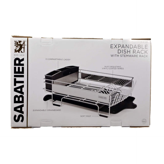 Sabatier Expandable Dish Rack With Stemware Rack Rust-Resistant