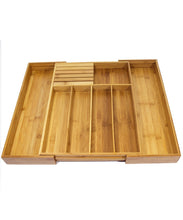 Top rated expandable bamboo kitchen drawer organizer w built in solid bamboo knife block 100 eco friendly adjustable bamboo kitchen utensil cutlery tray