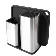 Amazon tophome cutlery holder set knife block cutting board set kitchen storage silverware caddy organizer table storage utensil drying rack holder for kitchen countertop compartment drainer