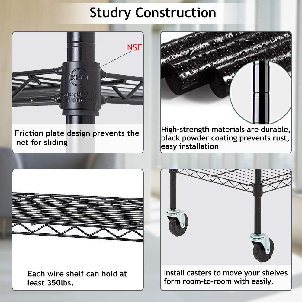 Get 6 tier storage shelves metal wire shelving unit height adjustable nsf heavy duty garage shelving with wheels 48x18x82 commercial grade utility shelf rack for restaurant basement garage kitchen