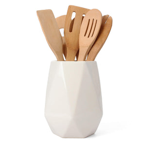 Best ceramic utensil holder kitchen utensil holder utensil crock utensil caddy container milltown merchants™ faceted white utensil holder