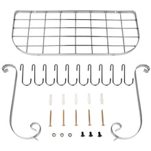 New vdomus square grid wall mount pot rack bookshelf rack with 10 hooks kitchen cookware 24 by 10 inch sliver