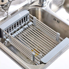 Great lxjymxkitchen storage rack multi function rack stainless steel sink single row frame telescopic drain basket dish drain rack grey