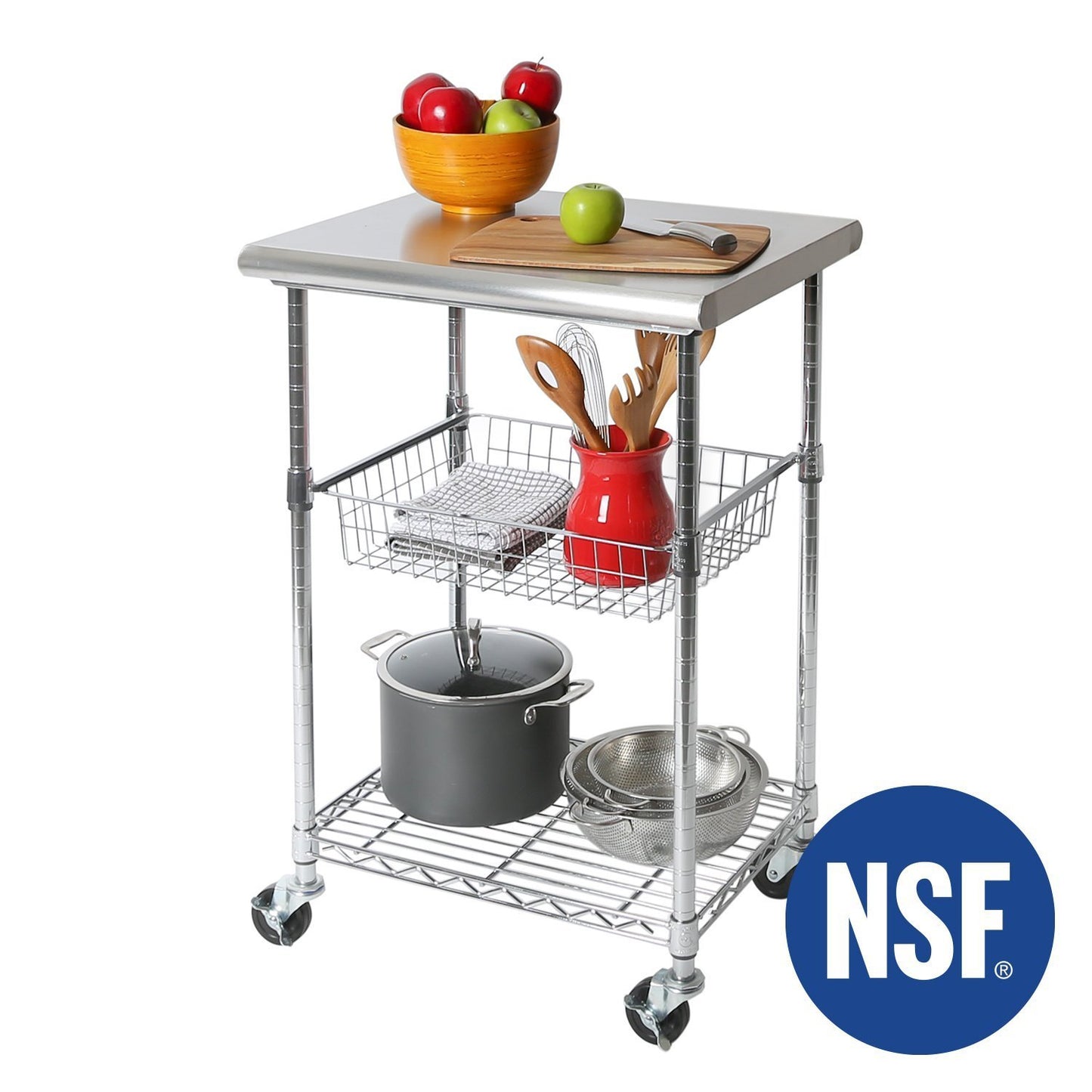 Order now seville classics stainless steel nsf certified professional kitchen work table cart 24 w x 20 d x 36 h