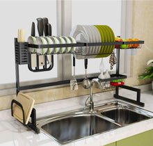 Budget friendly dish drying rack over sink kitchen drainer counter organization supplies shelf stainless steel display utensil holder space saver sink size 32 1 2 inch black