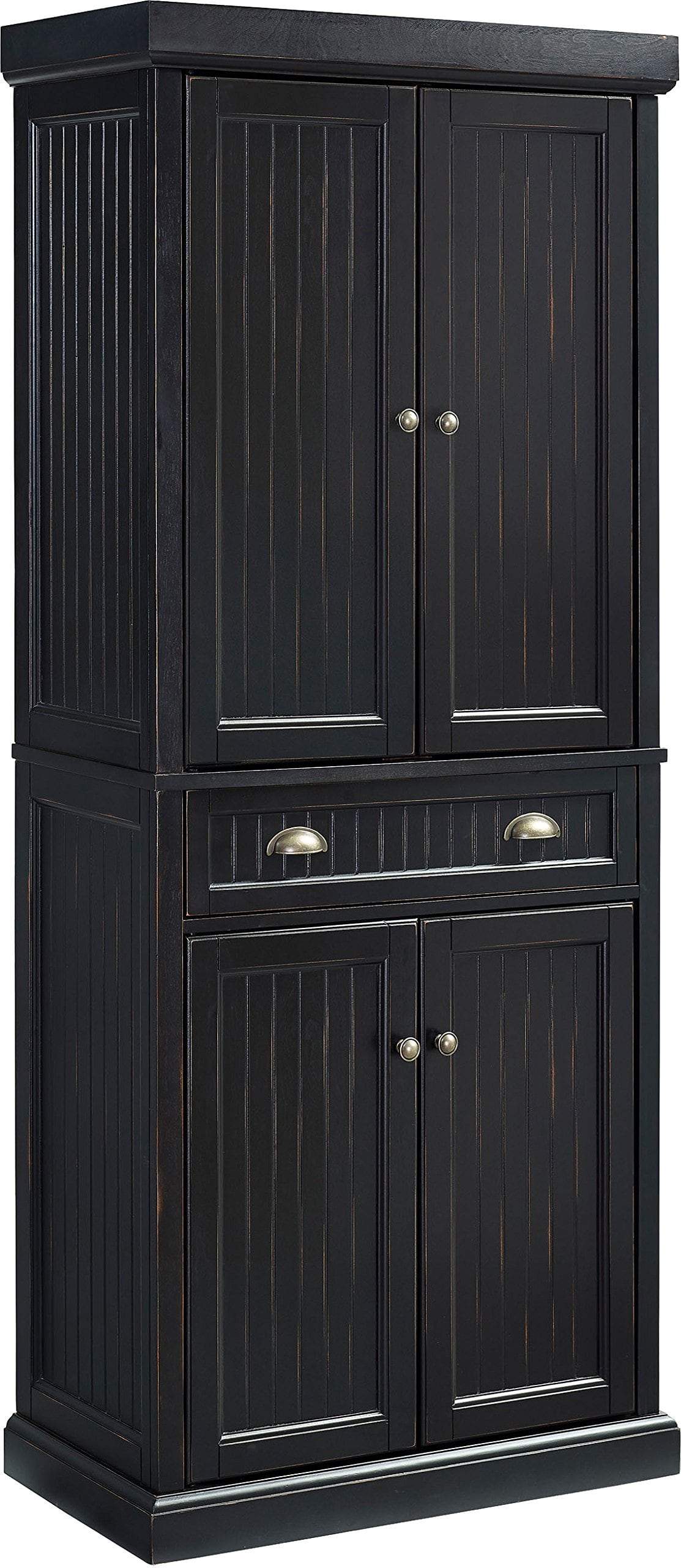 Selection crosley furniture seaside kitchen pantry cabinet distressed black