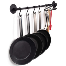 Top wallniture kitchen pot racks set of 2 wall rails 20 hooks solid iron 33 x 2 x 4 black
