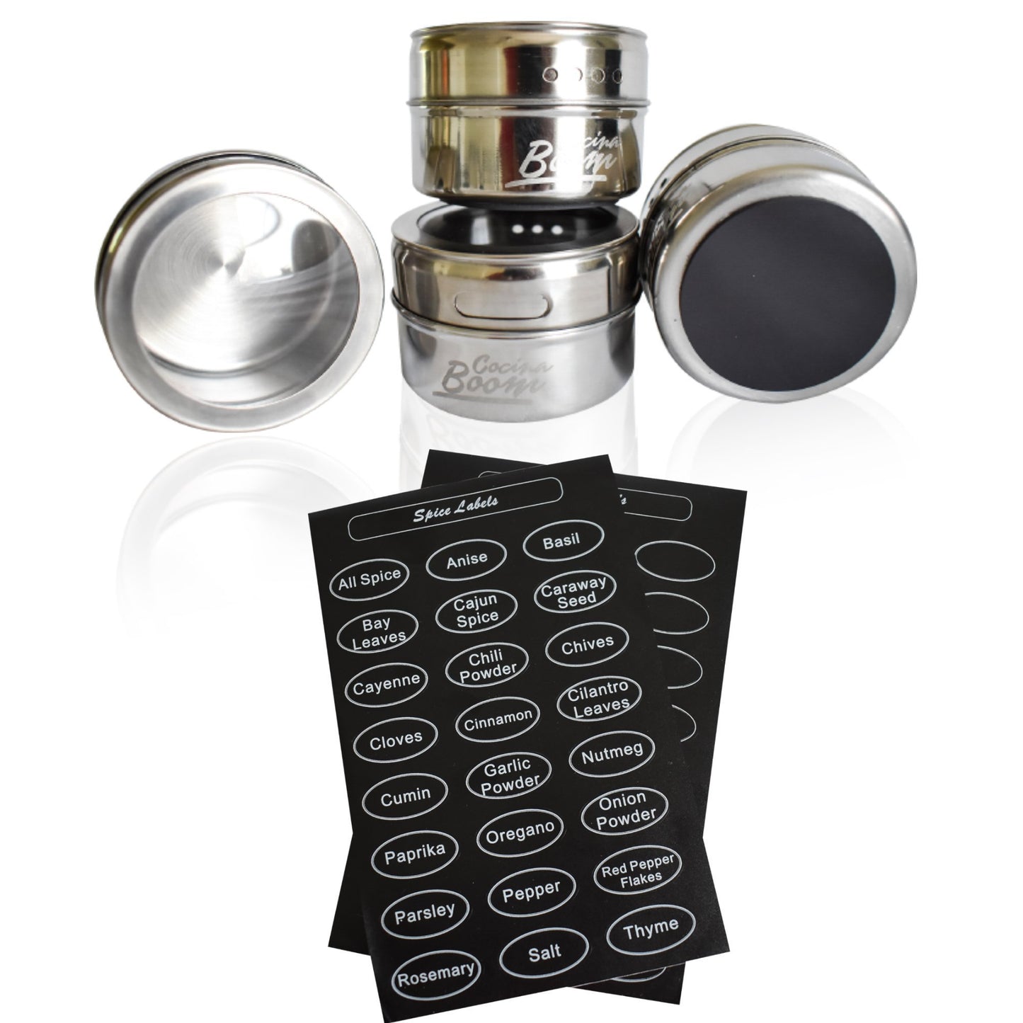 Top 12 magnetic spice tins magnetic spice containers stainless steel for refrigerator and small kitchens spice container organizers spice jars organizer set of 12
