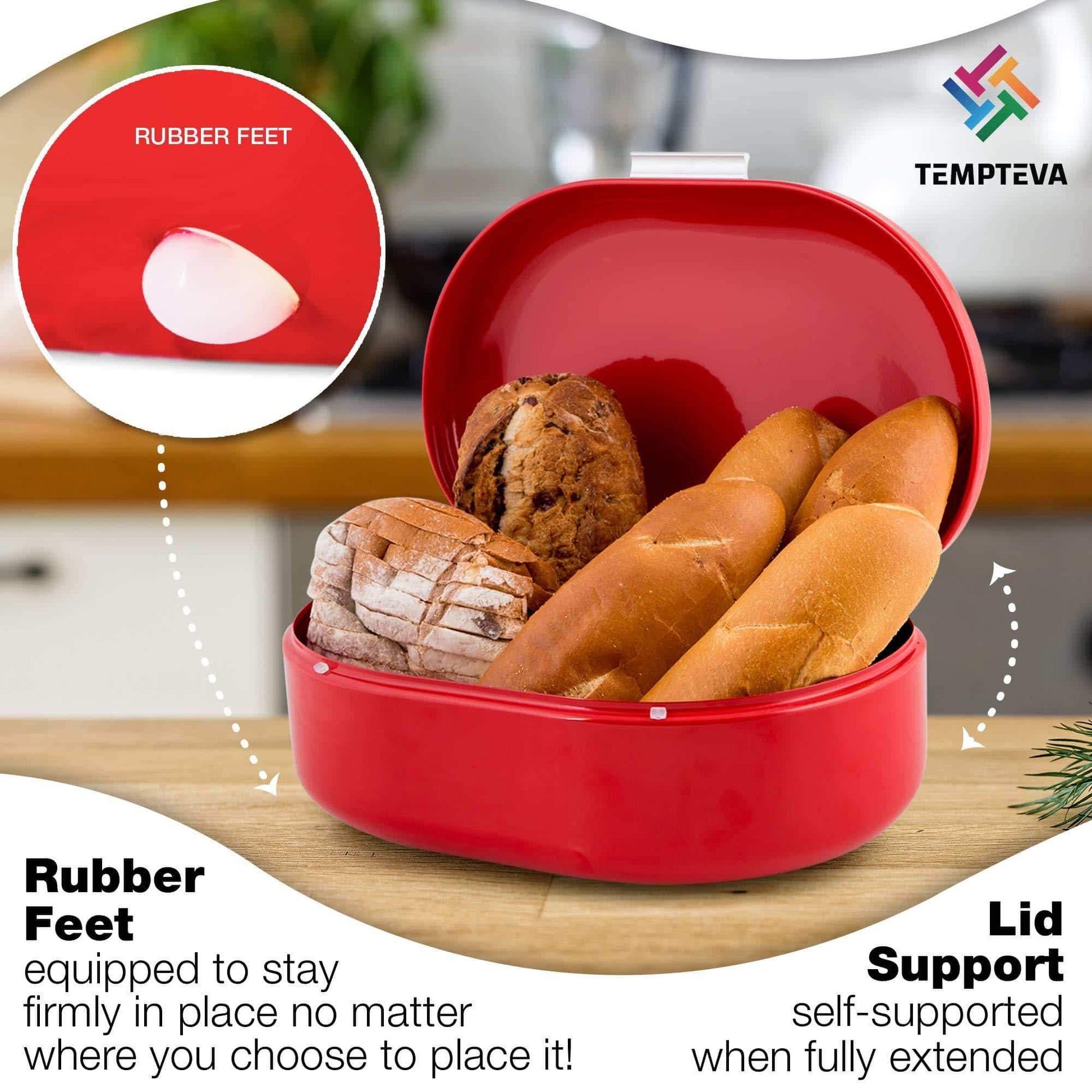 Order now bread box red carbon steel large capacity sturdy metal food storage containers and bread boxes for kitchen counters retro countertop breadbox for loaves 15 7 x 10 8 x 7 inches