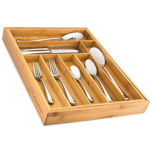 New bamboo expandable drawer organizer premium cutlery and utensil tray 100 pure bamboo adjustable kitchen drawer divider 7 compartments expandable