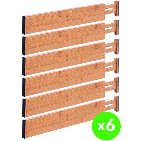 Shop drawer dividers bamboo kitchen organizers set of 6 spring loaded drawer divider adjustable expandable drawer organizer best for kitchen bedroom dresser baby drawers closet