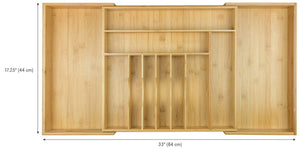 Kitchen kitchenedge premium silverware flatware and utensil organizer for kitchen drawers expandable to 33 inches wide 11 compartments 100 bamboo
