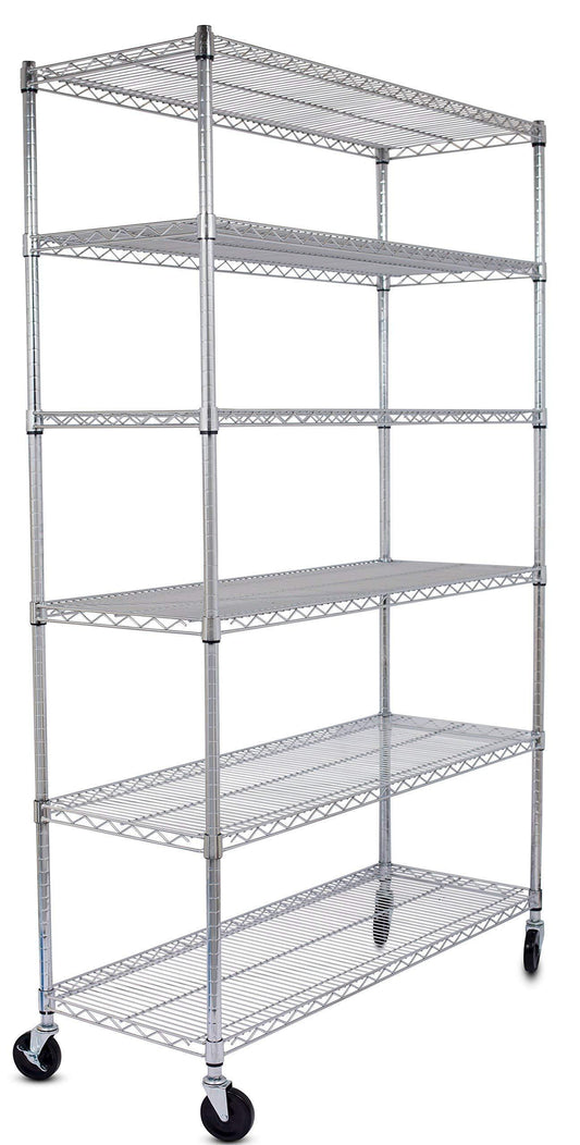 Related internets best 6 tier wire shelving chrome heavy duty shelf wide adjustable rack unit with locking wheels kitchen storage