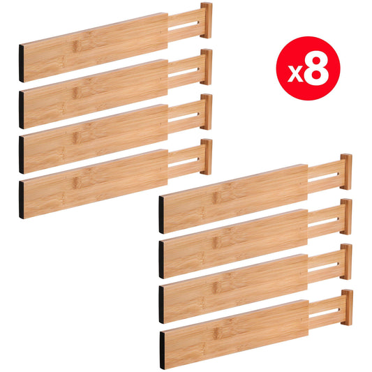 Save moma bamboo drawer dividers set of 8 bamboo natural wood kitchen drawer organizer anti scratch desk organizer dresser silverware utensil drawer organizer underwear drawer organizer