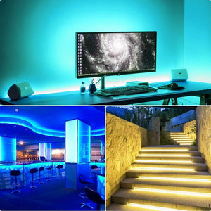 Selection mingopro led strip lights 32 8ft 10m 300 leds smd5050 rgb strip lights ip65 waterproof flexible strip lighting for home kitchen tv desk table dining room bed room