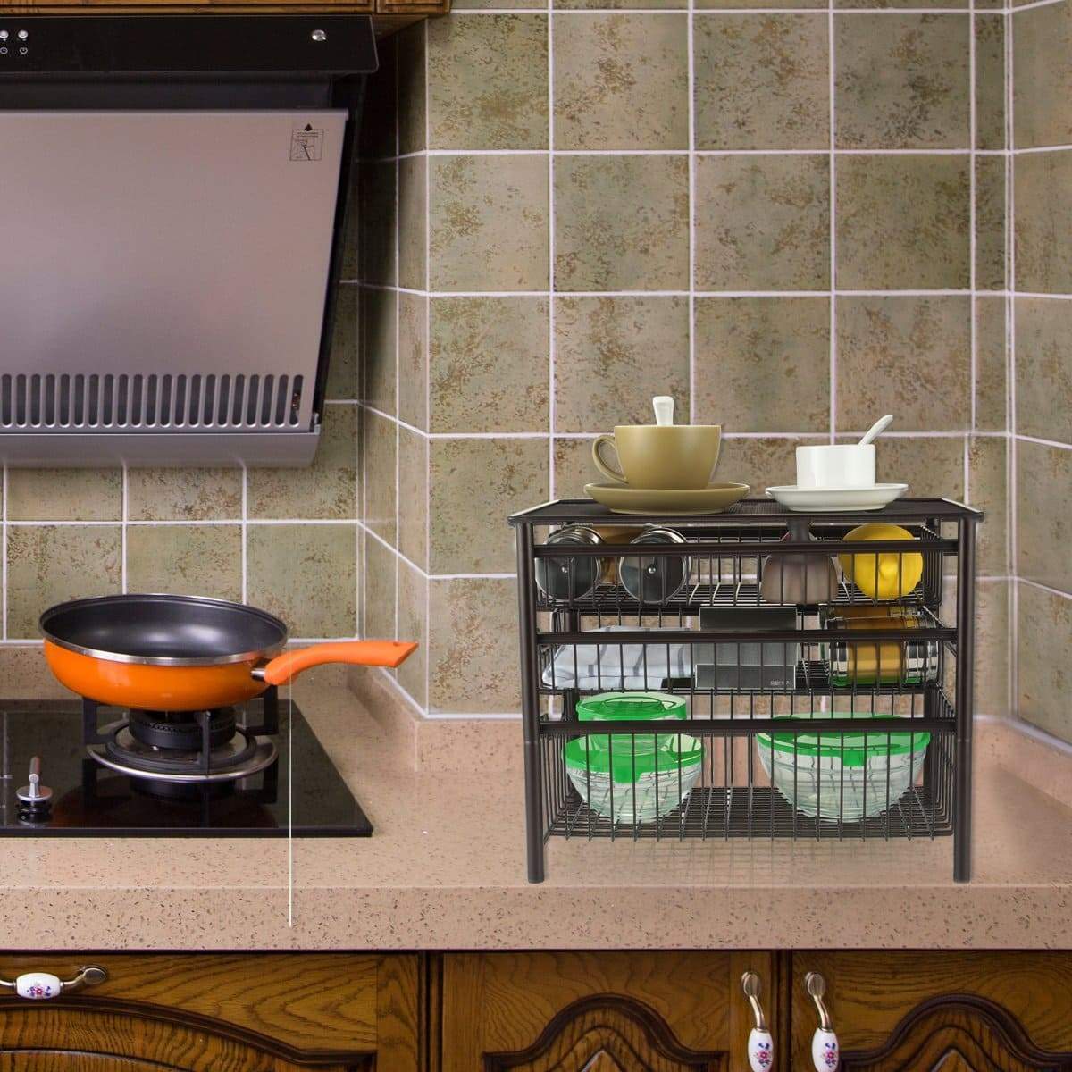 Discover the best 3s sliding basket organizer drawer cabinet storage drawers under bathroom kitchen sink organizer tier black