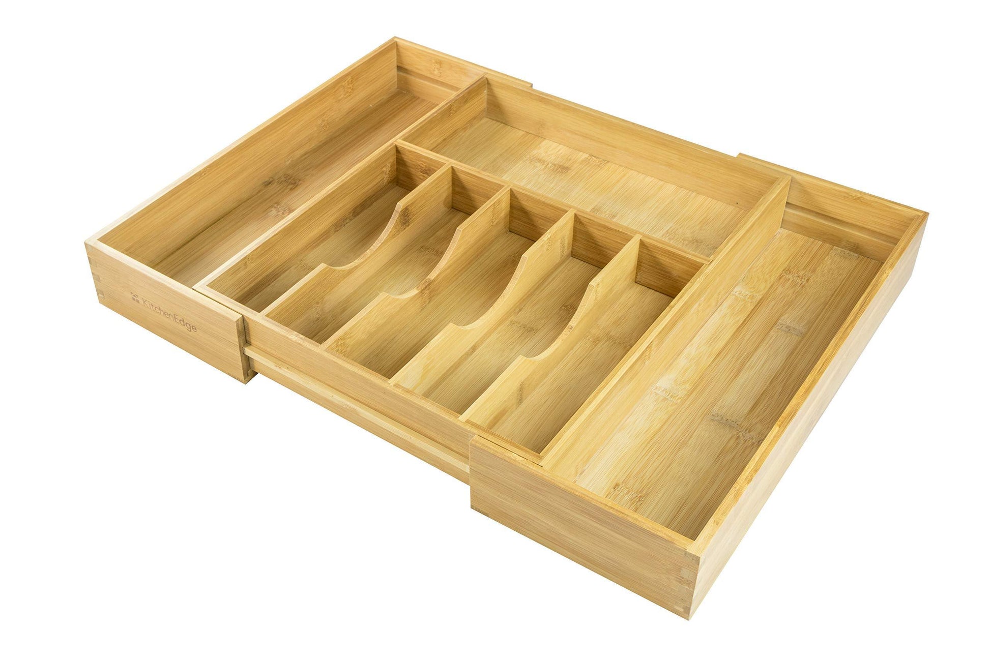 Heavy duty kitchenedge high capacity kitchen drawer organizer for silverware flatware and utensils holds 16 placesettings 100 bamboo