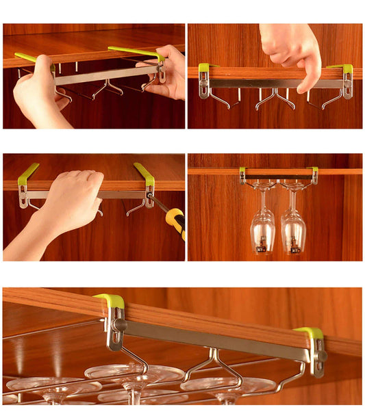 Results vobaga stemware racks 3 rows adjustable stainless steel wine glass rack stemware hanger bar home cup glass holder dinnerware kitchen dining hold 9 glasses