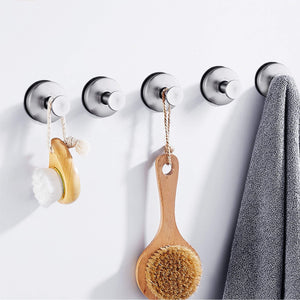 On amazon jomola 2pcs bathroom towel hook suction cup holder utility shower hooks hanger for towel storage kitchen utensil stainless steel vacuum suction cup hooks brushed finish