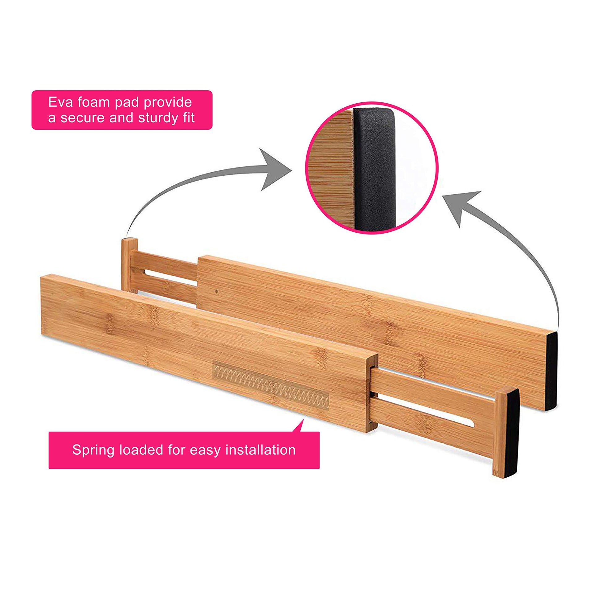 Online shopping rapturous bamboo drawer dividers pack of 5 expandable drawer organizers with anti scratch foam edges adjustable drawer organization separators for kitchen bedroom baby drawer bathroom desk