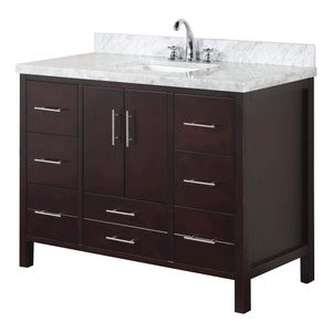 Related kitchen bath collection kbc039brcarr california bathroom vanity with marble countertop cabinet with soft close function and undermount ceramic sink carrara chocolate 48