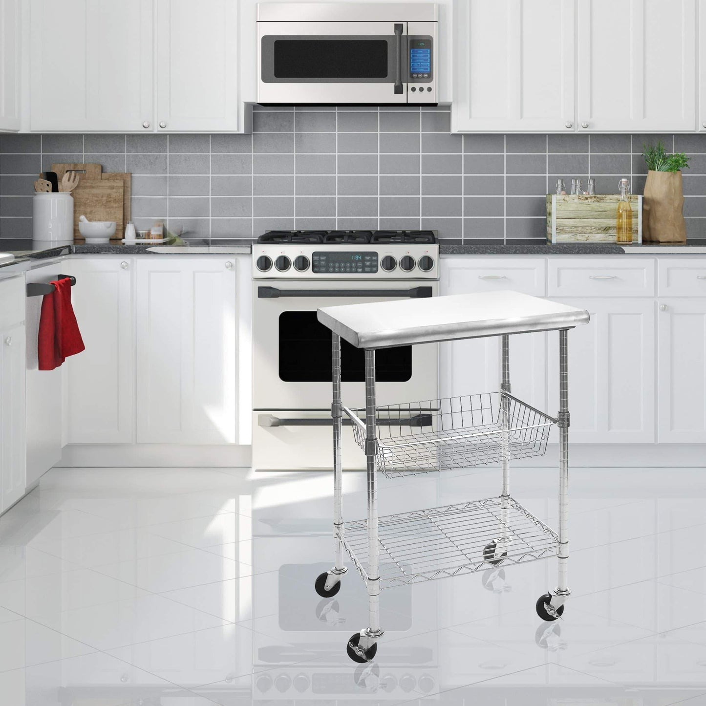 New seville classics stainless steel nsf certified professional kitchen work table cart 24 w x 20 d x 36 h